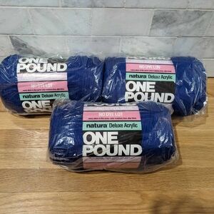 Natura Quality Yarn Lot (3) Royalty Blue one Pound Skeins